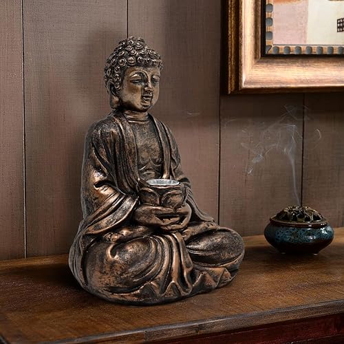 Miniatura 4 de Estatuas de Buda al aire libre Luz solar Escritorio Zen Garden Deor para patio exterior, decoración del hogar, meditación, escultura, decoración de