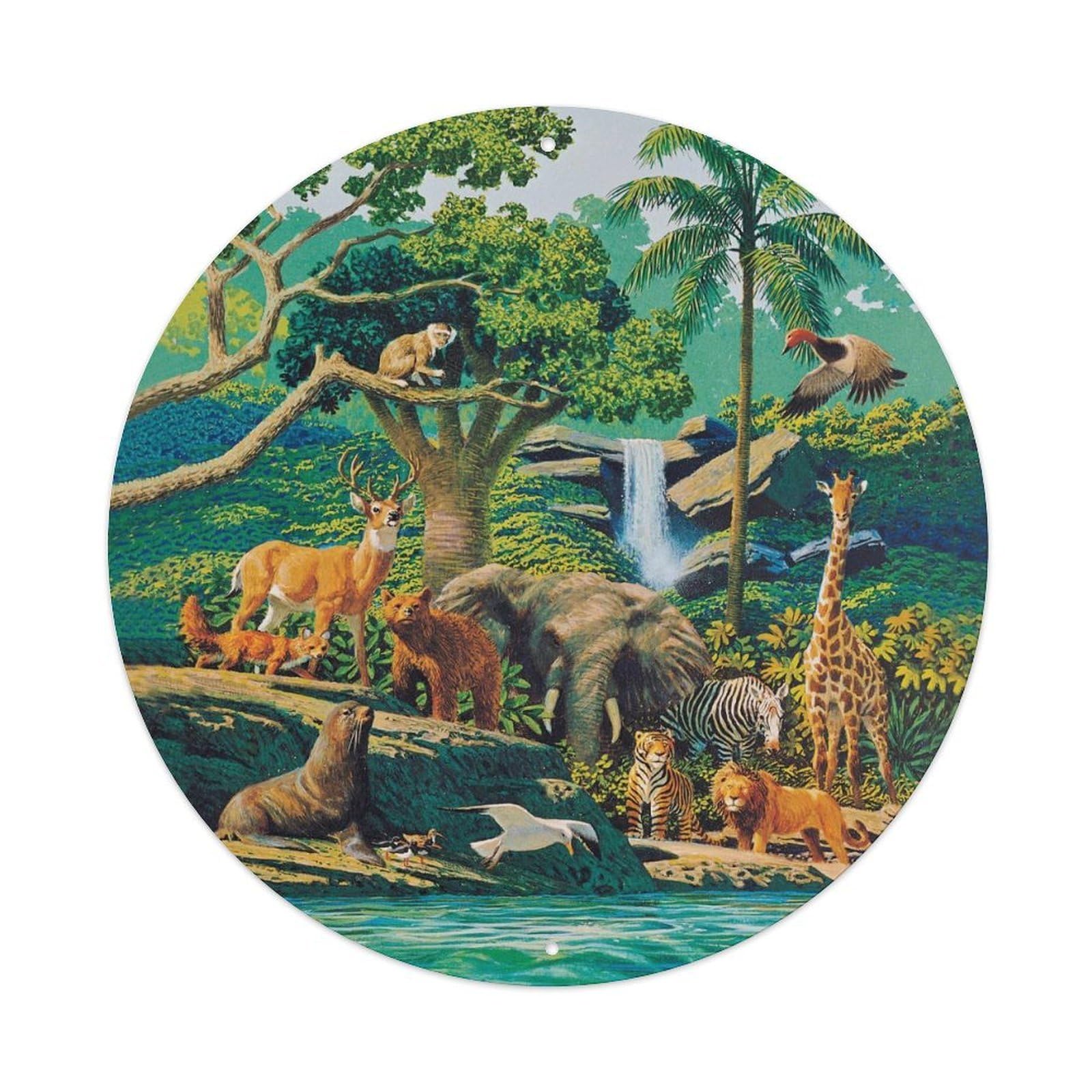 Tropical Rainforest Wildlife Zoo Animals Metal Tin Sign