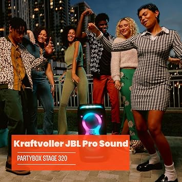 JBL PARTYBOX Stage 320 - Tragbarer Party-Lautsprecher mit Rädern (schwarz)
