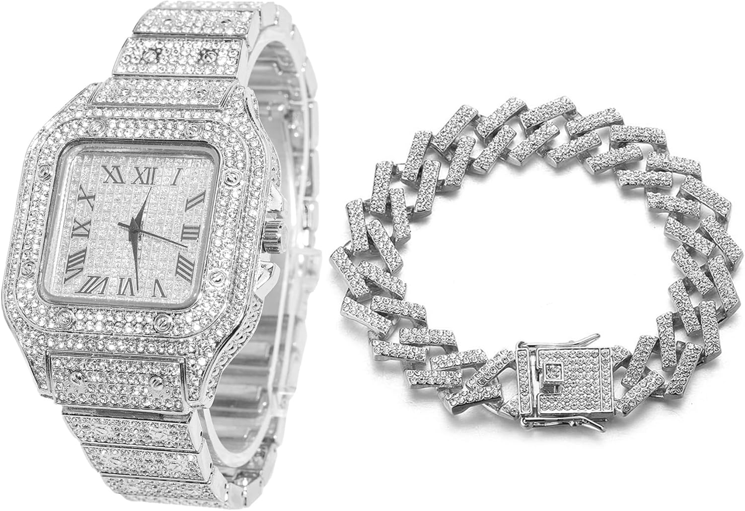 Halukakah Quadratisch Zifferblatt Diamant Golduhr Iced Out, Männer 18k Echtgold/Platin Weißgold Plat… Halukakah Quadratisch Zifferblatt Diamant Golduhr Iced Out, Männer 18k Echtgold/Platin Weißgold Plat…