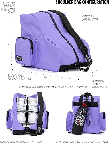 Miniatura 7 de Fydelity Bolsas de patinaje sobre ruedas para mujeres y niñas, mochila de patinaje sobre ruedas, accesorios para patinaje sobre hielo, bolsa de