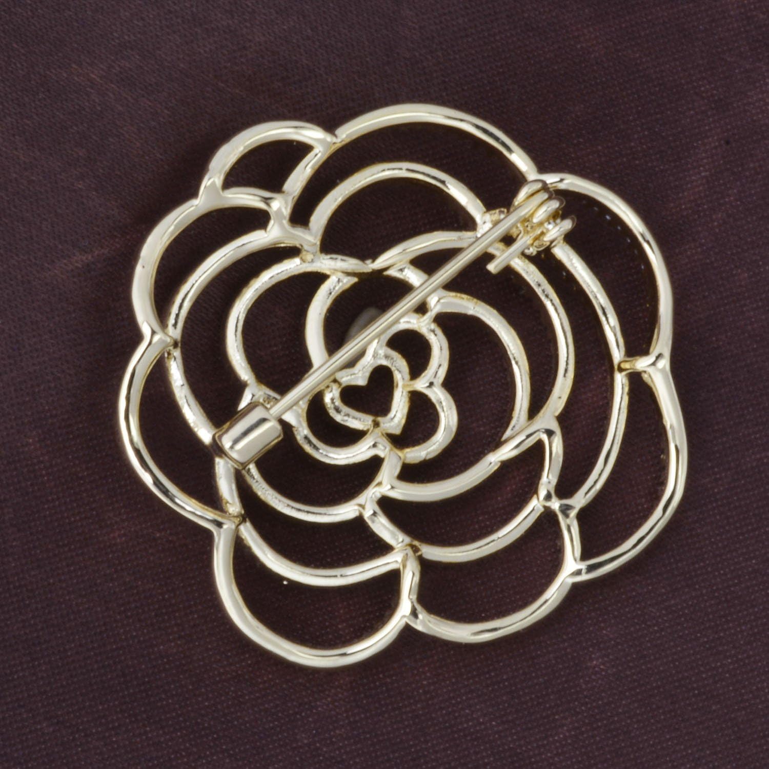 Cubic Zirconia Love Heart Rose Camellia Flower Brooch Pin Wedding Party Brooch Jewelry For Women - Image 4