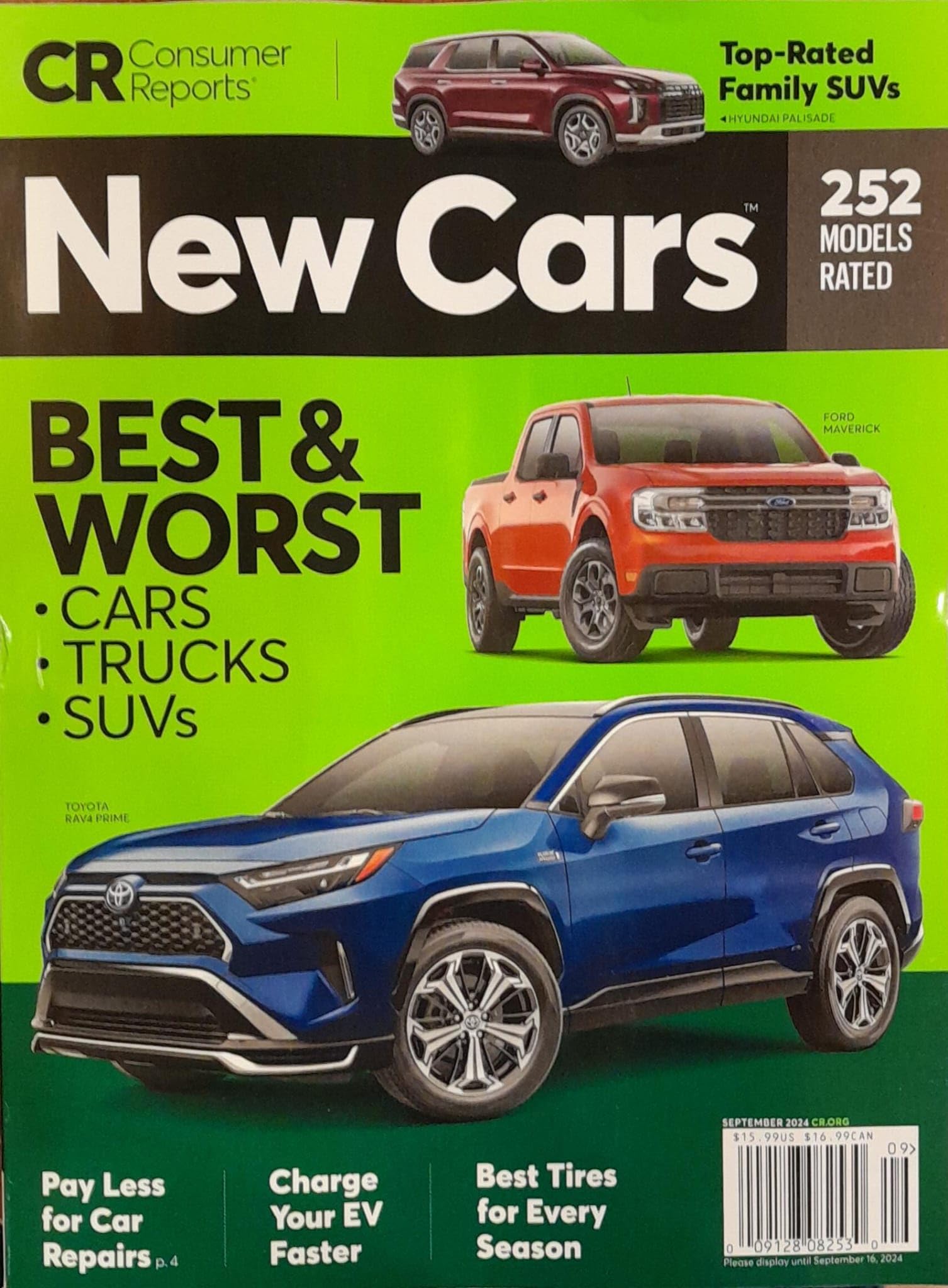 Consumer Reports, New Cars Magazine September 2024 Charge Your Ev Faster Single Issue Magazine – June 9, 2024