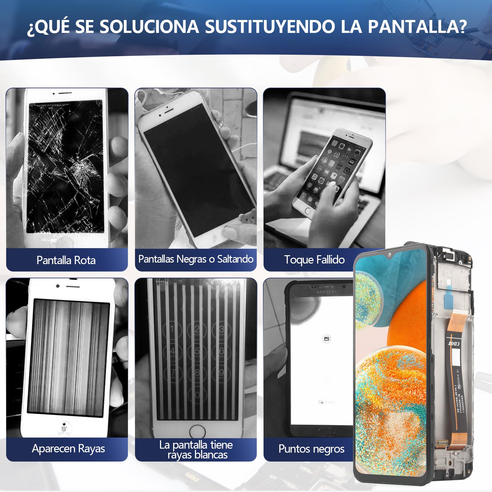 RongZy para Samsung Galaxy A23 5G SM-A236U/A236B Reemplazo de Pantalla Táctil LCD + Compatible con Samsung Galaxy A23 5G el Kit de Herramientas de la Pantalla de Montaje del Teléfono