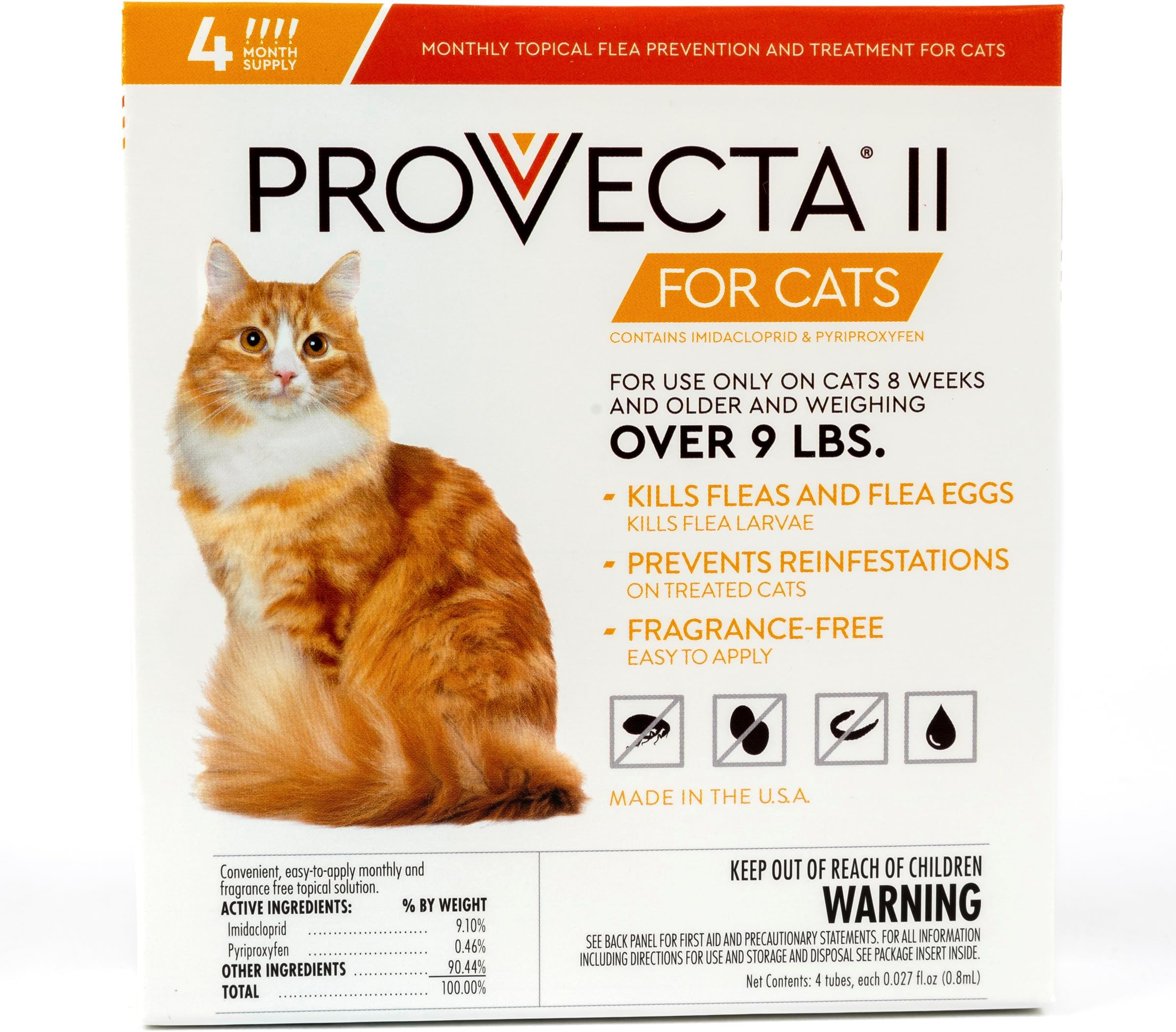 Provecta II for Cats Over 9 Lbs. (4 dose), Orange