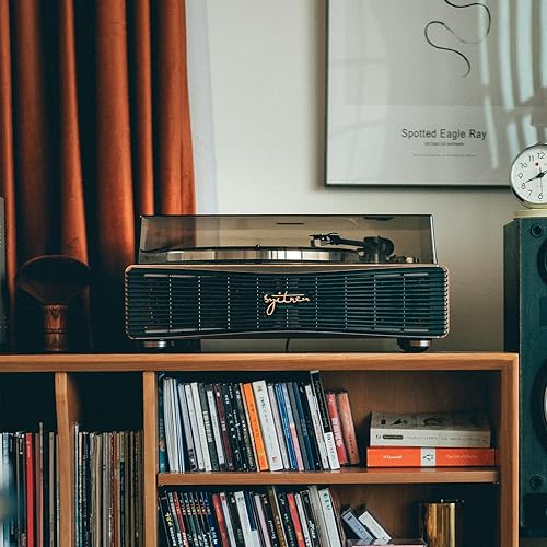 Miniatura 8 de Paron - Tocadiscos vintage para discos de vinilo con altavoces integrados, bluetooth retro, fonógrafo madera de nogal