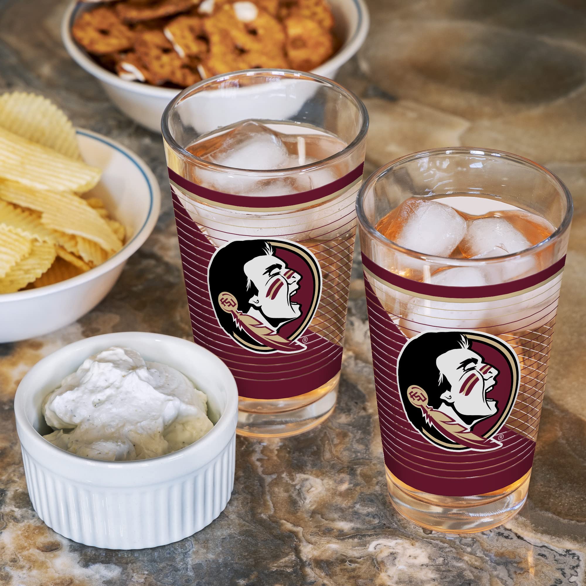 Rico Industries NCAA Florida State Seminoles Lot de 2 verres à pinte avec logo imprimé numériquement, pratiques et classiques, pour ventilateurs, passent au lave-vaisselle