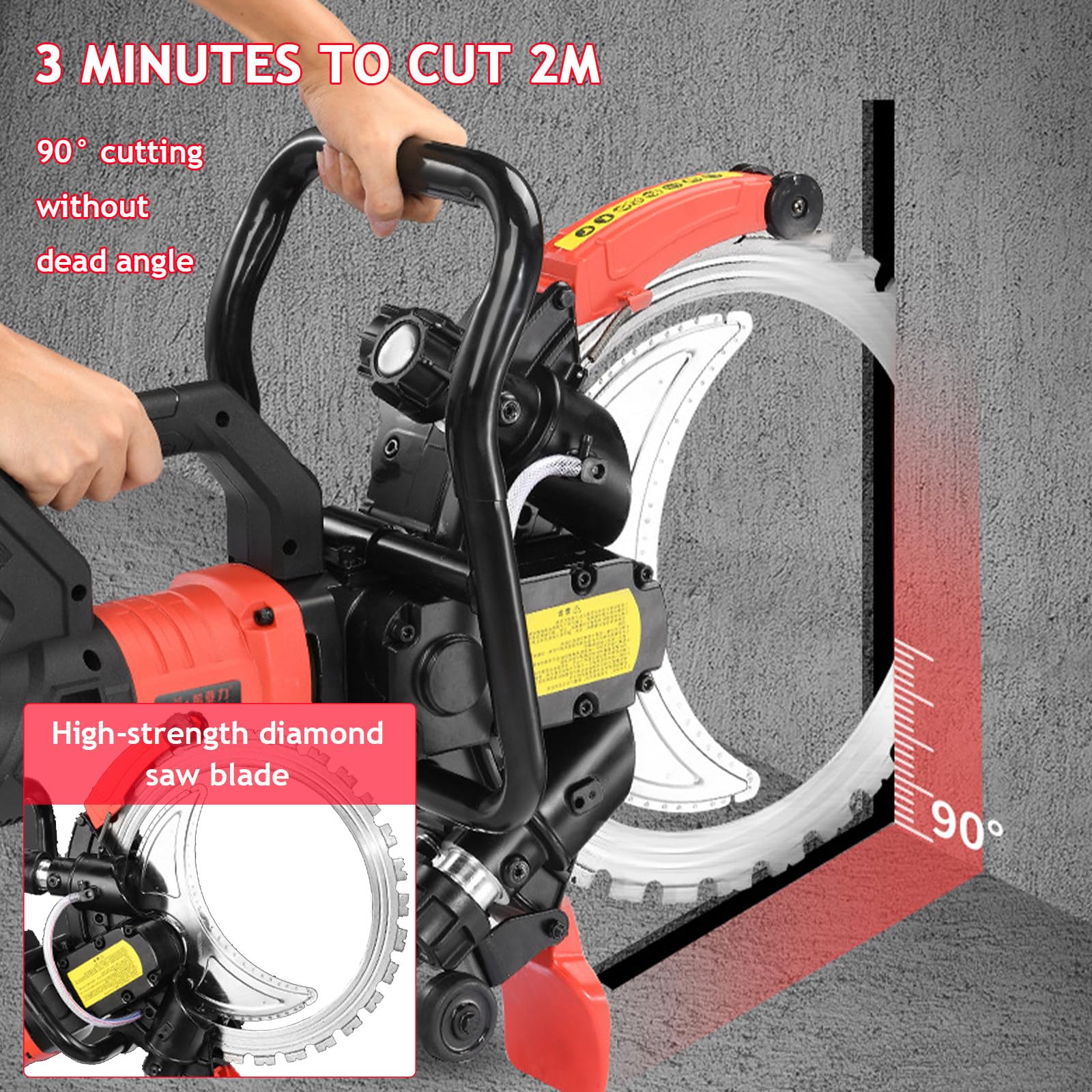 Sega per Cemento da 410 mm - Motore da 8980/9500 W, incl. 2 Lame diamantate per muratura, Linea dell'Acqua e Pompa, profondità di Taglio 300 mm, Utensili per Il Taglio del Cemento,9500W