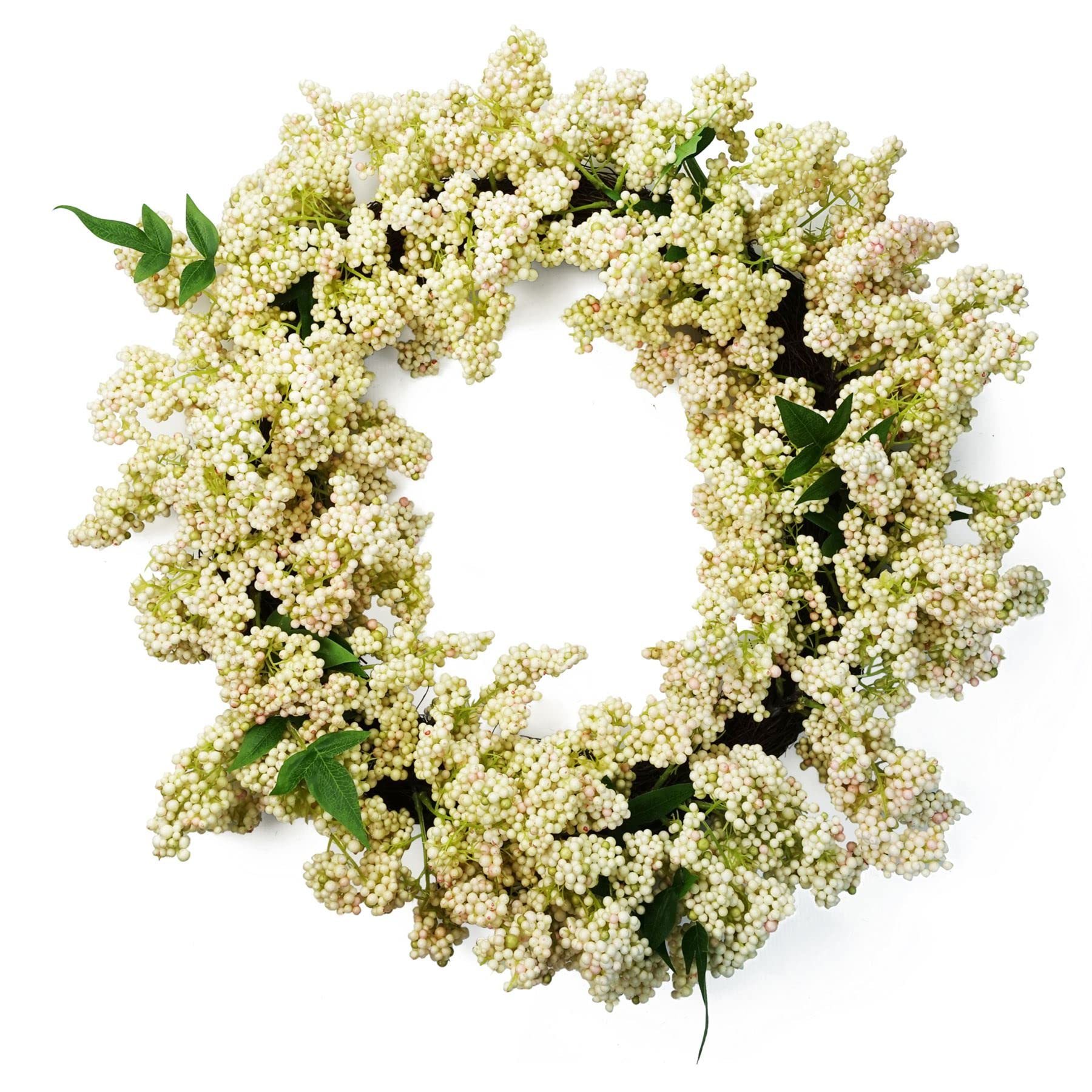 55cm White Berry Wreath - Artificial Hanging Wreath - Leaf Brand