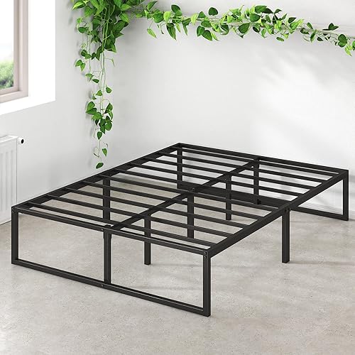 Miniatura 8 de Zinus plataforma de cama/Base de colchón de 14 pulgadas, no necesita sommier/soporte de rejilla de acero, cama doble, Acero, Negro