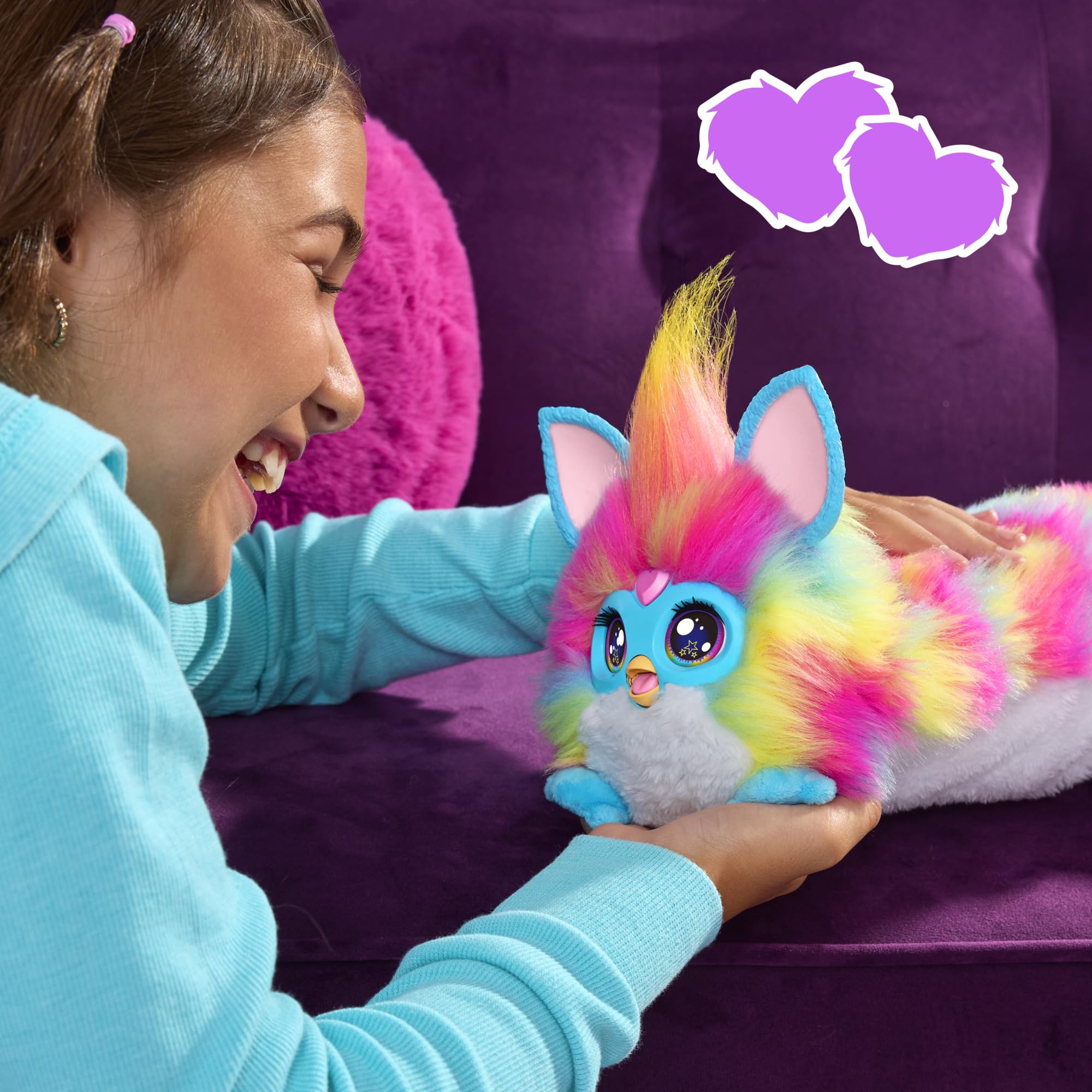 FURBY DJ Interactive Toy, Super Snuggly Rainbow Electronic Plush with Music, Lights, Motion, & Games, Speaks English & Furbish, 32in Long, Ages 6+