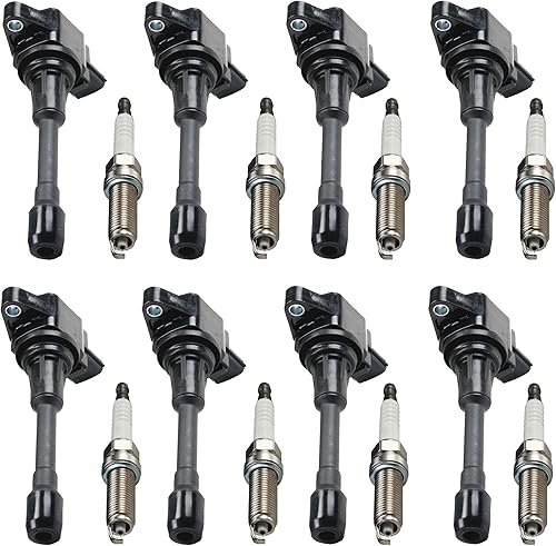 ENA Juego de 8 bujías de iridio y 8 bobinas de encendido compatibles con Infiniti 2011 2012 2013 M56 Sedan 4 puertas 5.6L V8 Gas DOHC reemplazo para disponible en Yaxa Costa Rica