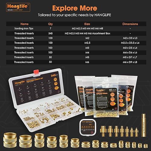 Miniatura 8 de Puntas de inserción termofijas para insertos roscados M2 M2.5 M3 M4 M5 M6 M8, puntas de soldadura compatibles con hierros Weller SP40NUSHakko