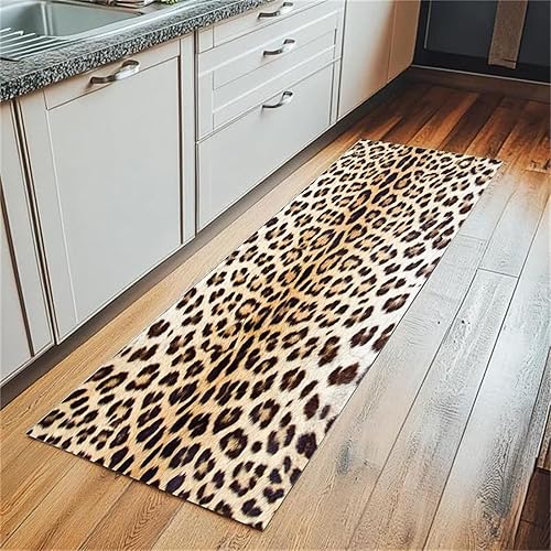 Miniatura 33 de Alfombras Grandes de Área con Estampado de Leopardo Marrón para Sala de Estar y Comedor, Alfombra de Piso Moderna Abstracta Lavable de 5'x8',