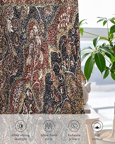 Miniatura 4 de Cortinas traslúcidas de hojas de arce otoñales de 96 pulgadas de largo, juego de 2 paneles de hojas de oro amarillo blanco y negro, cortinas