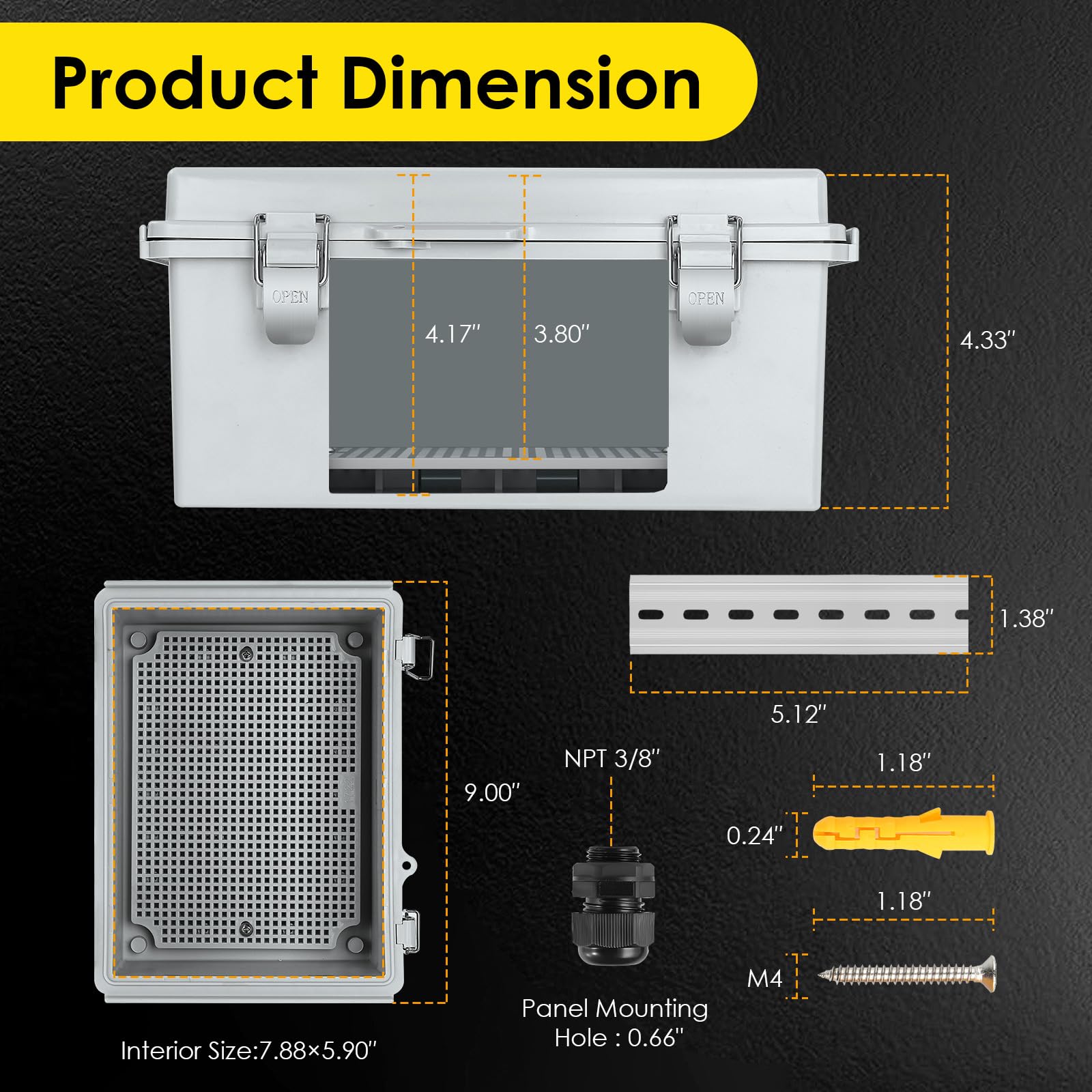 IP67 ABS Outdoor Electrical Junction Box Waterproof with Aluminum DIN Rail — Amazon image 3
