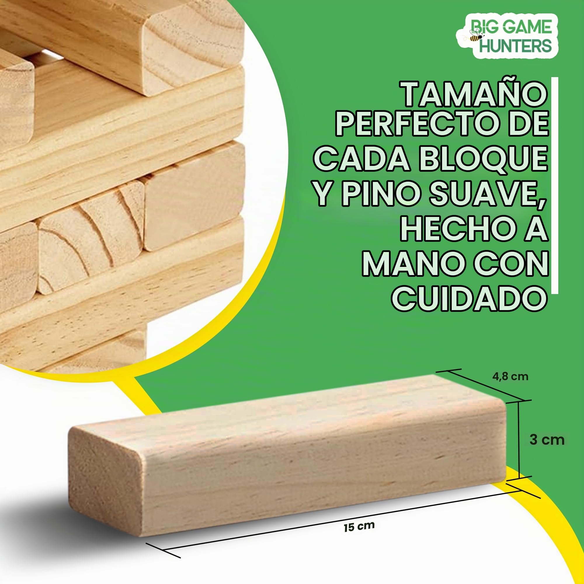Big Game Hunters Jumbo Hi-Tower En Una Bolsa, Apila Desde 0.6 Metros hasta 1.5 Metros – Juego La Torre De Madera Maciza De Pino
