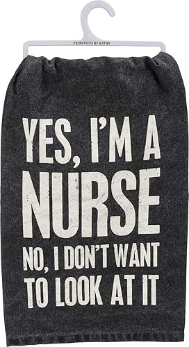 Primitives by Kathy Toalla de cocina, 28 "x 28", Sí, soy una enfermera
