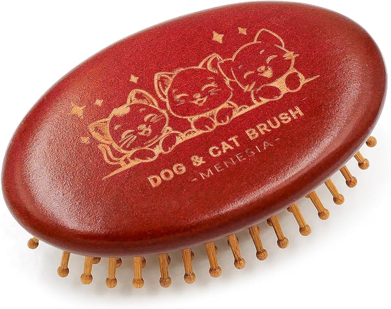 Bamboo Bristle Cushion Brush for Cat & Dog Hair - Bamboo Pet Scalp Massager - Kitty & Puppy Hair Grooming Brush Comb (Brown)