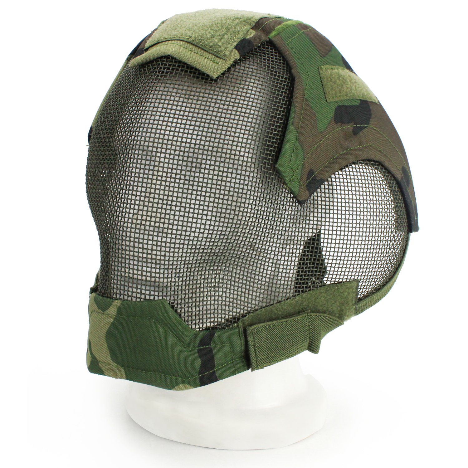 Masque tactique d'airsoft réglable en maille avec protection d'oreille pour jeux en plein air, chasse, Halloween, paintball, hockey, cosplay