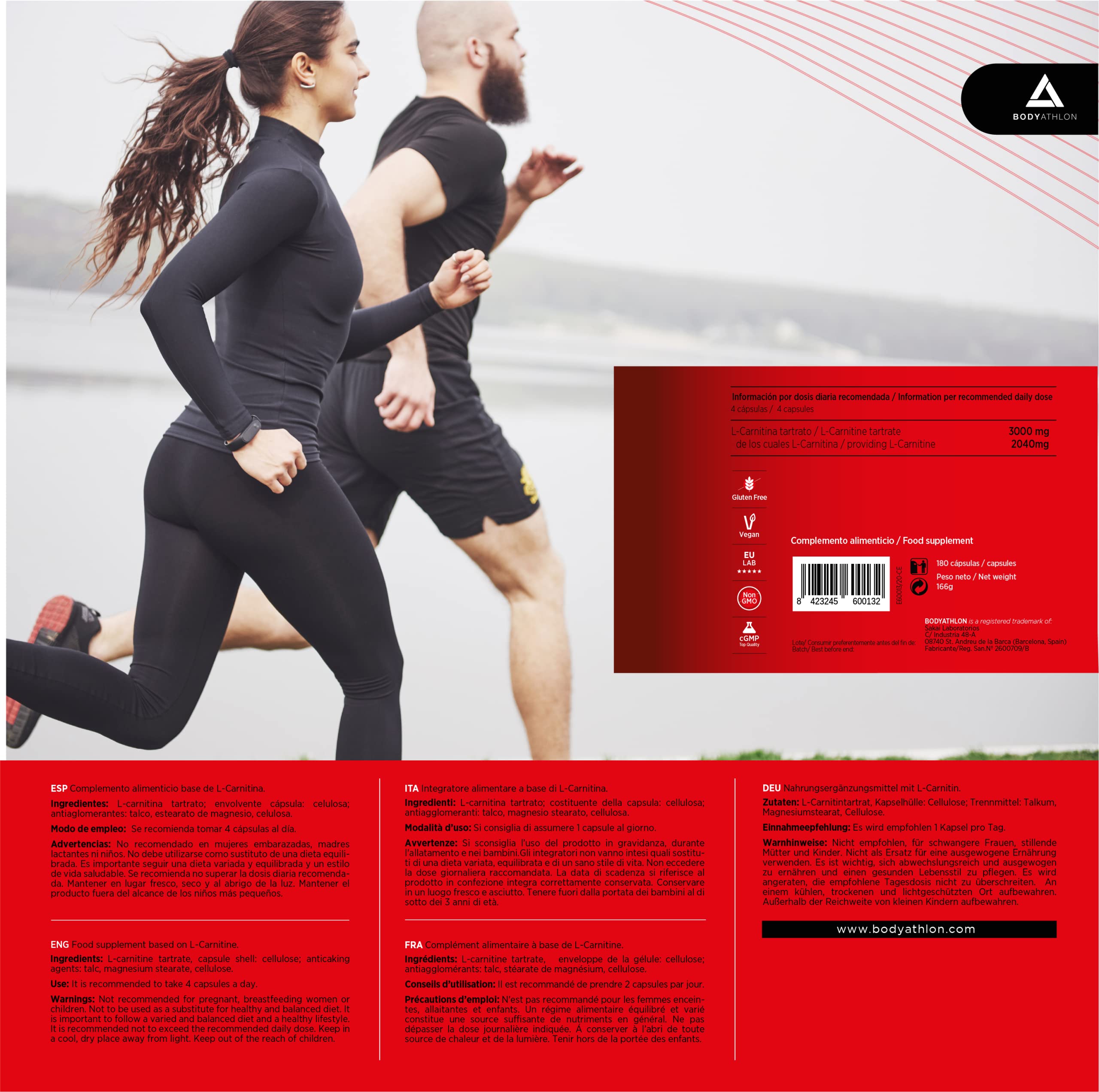 L Carnitina 3000 Cpsulas 180 cpsulas 100% L-Carnitina Tartrato- Aum...