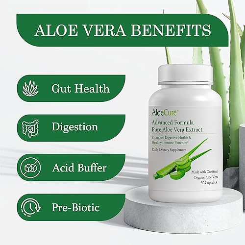 Miniatura 2 de AloeCure Cápsulas orgánicas de aloe vera, 130.000 mg equivalente de hoja de aloe interior por porción, apoyan la salud intestinal, digestiva e