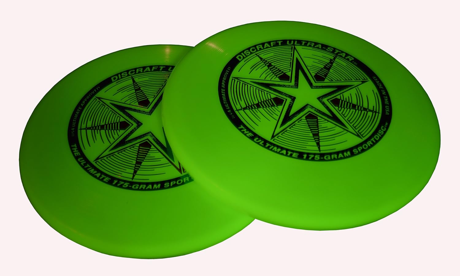 Discraft 175 Gram Ultra Star Sport Disc Nite-Glo Glow in the Dark Frisbee 2 Pack