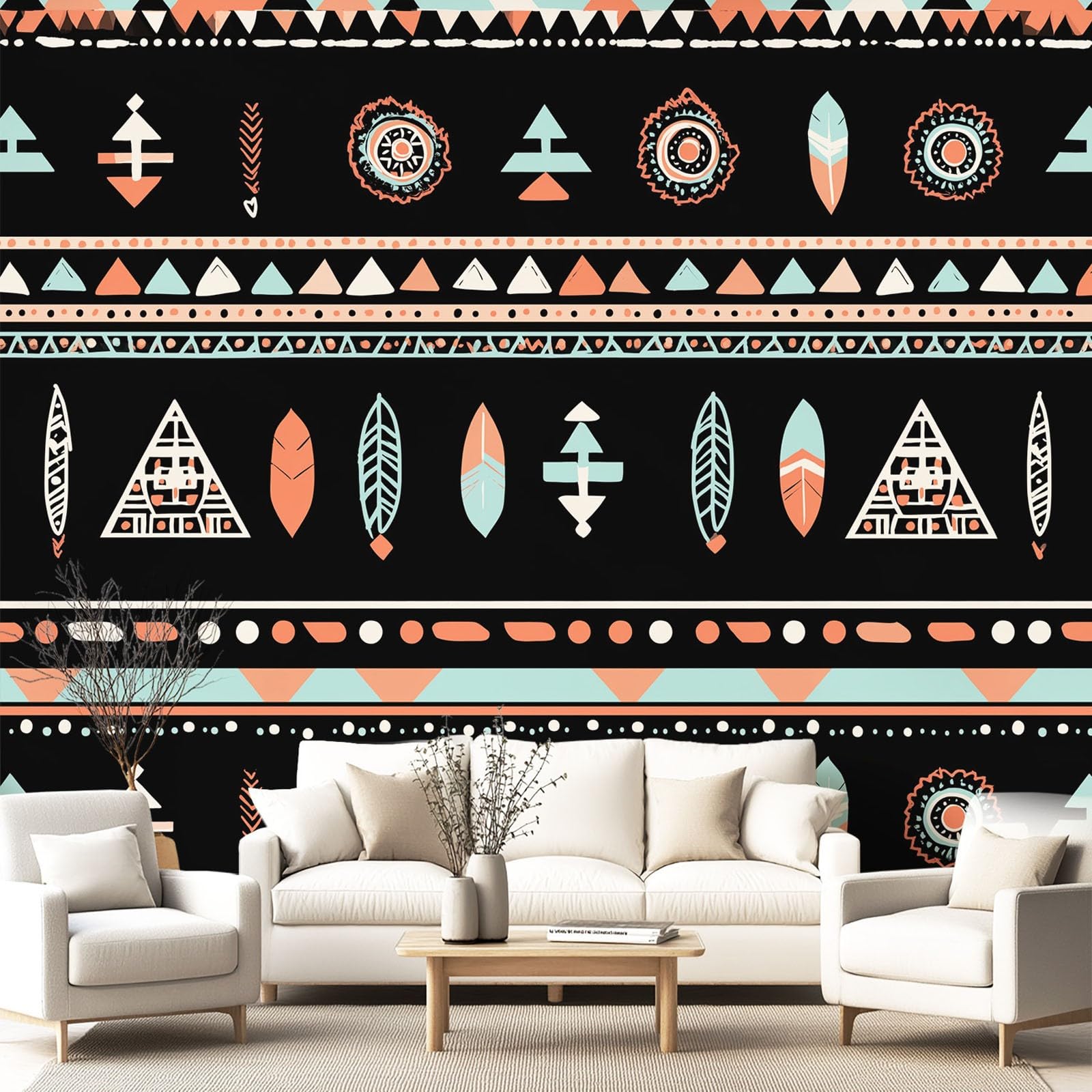 Fototapeta indiańska, plemienna tapeta etno, 350 x 250 cm, włóknina, dekoracja ścienna, tapeta ścienna, dekoracja ścienna, tapeta dekoracyjna, tapeta do gabinetu, salonu, restauracji, totem