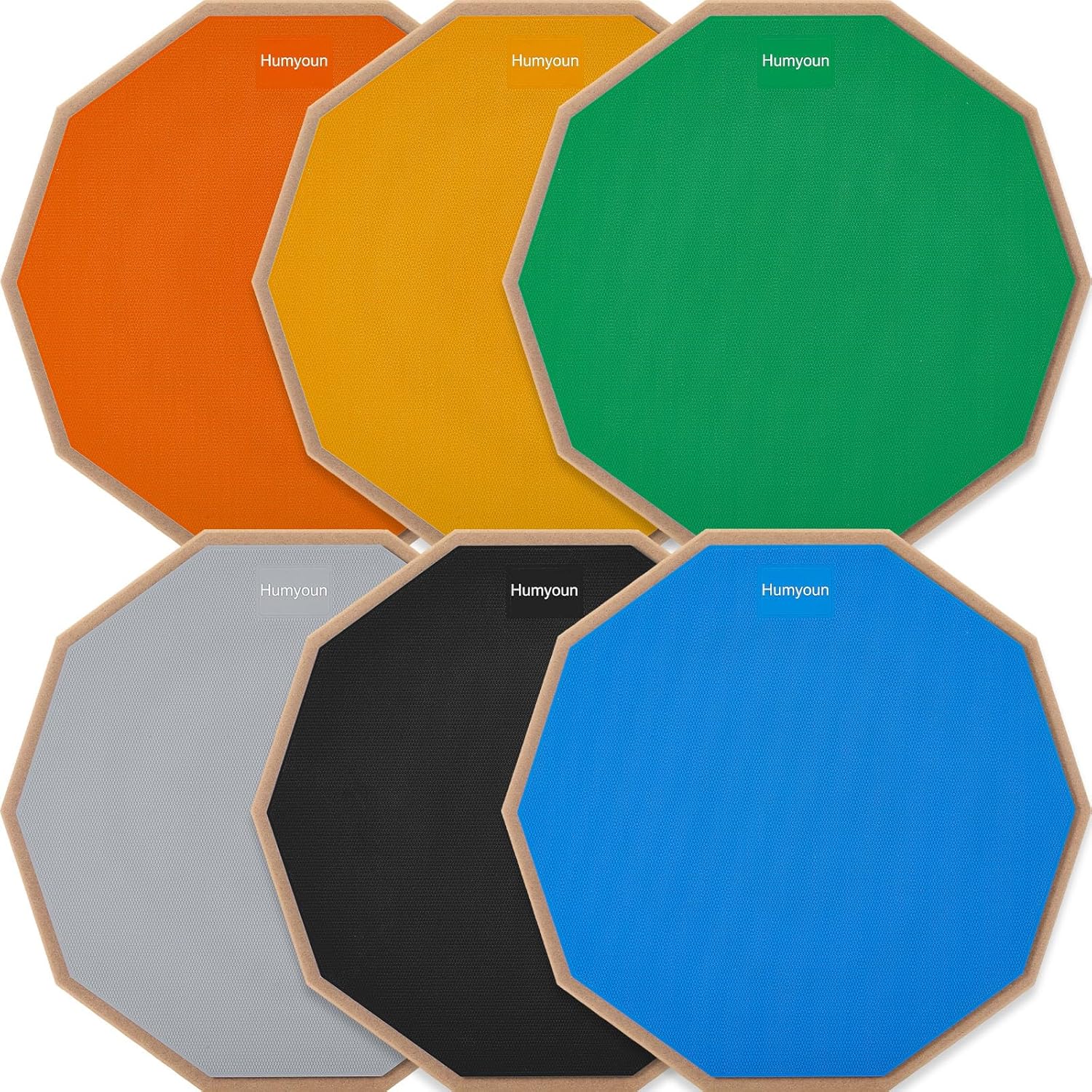 6 Pack Double-sided Drum Practice Pad Bulk, 12 Inch Silicone Surface Drumming Trainer for Snare Practice, Quiet Home Use, Beginners, 6 Colors