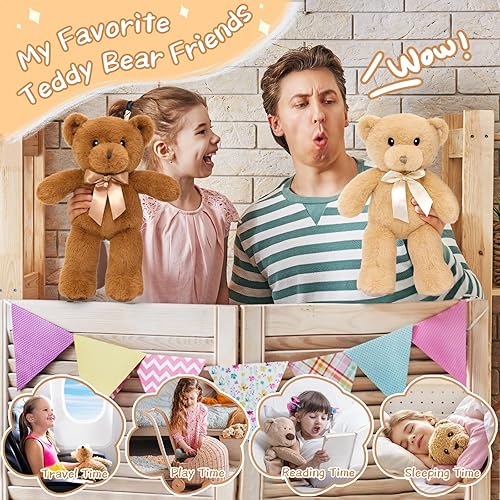 Miniatura 6 de MorisMos I Love You - Oso de peluche para niñas y niños, paquete de 2 animales de peluche a granel para niños, osos marrones y bronceados de 12