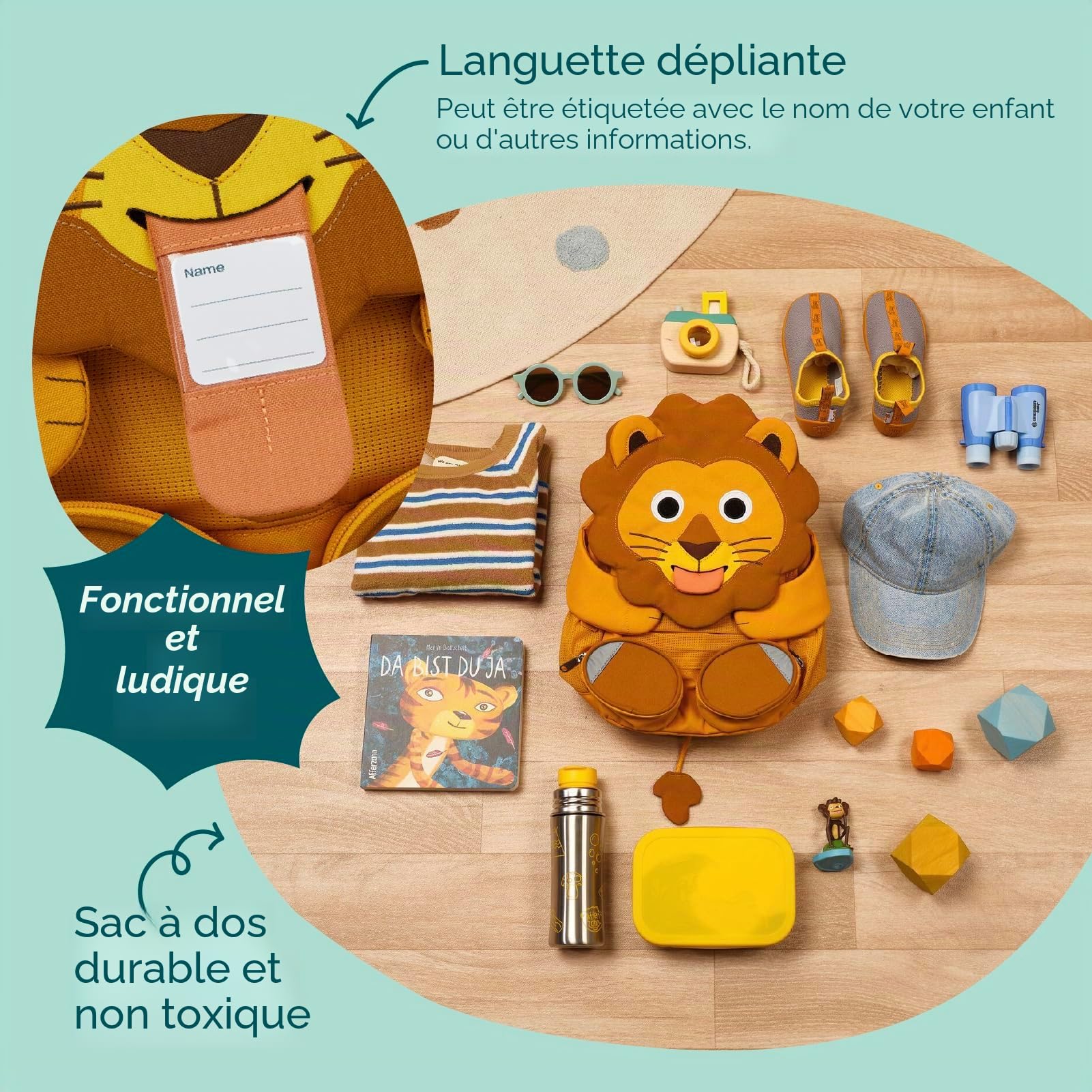 Affenzahn Grand ami Sac à dos de maternelle pour enfants de 3 à 5 ans, fonctionnel, 8 l, taille unique