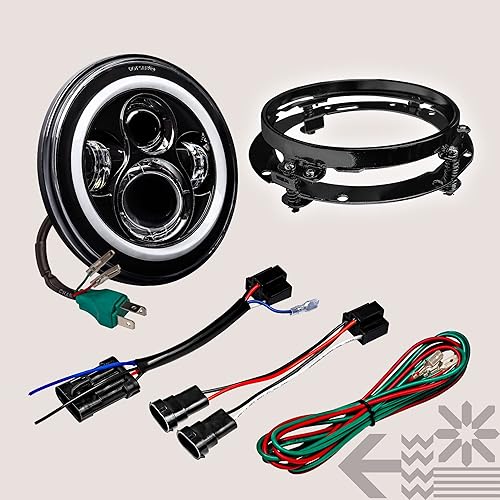 Miniatura 9 de Faro LED CREE de 7 pulgadas para Harley Davidson acabado negro Halo DRL 4500 lúmenes H4 convertidores Plug and Play bus CAN Touring Dyna Electra