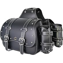 Motorcycle SaddleBags|Pvc Faux Leather Saddlebag|Waterproof Side Swing ArmBags|Side Tool Bag|Universal Storage Tool Bag for Motorbike|Brown belt | Right