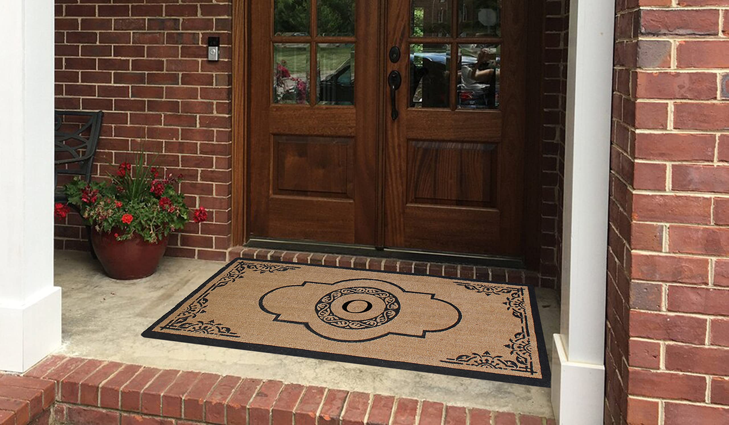 A1HC Natural Coir Monogrammed Door Mat for Front Door, 36x72, AntiShed