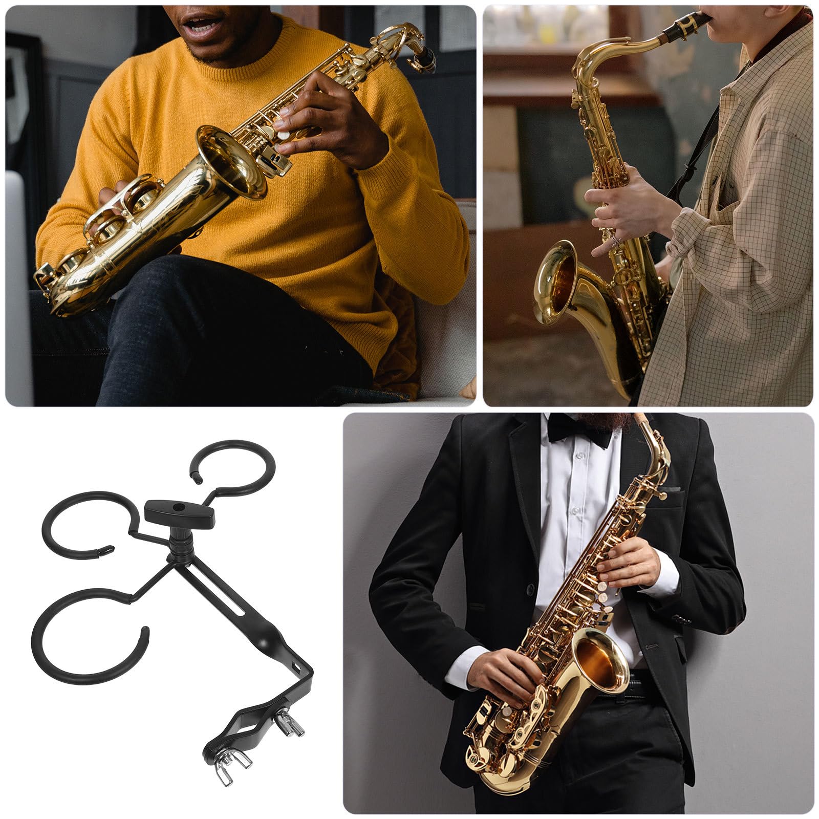 Supporto per Sordina a 3 Posti Clip per Trombone e Ottoni | Metallo Nero, Portatile e Leggero, Installazione Sicura, per Trasporto Musicale e Studio