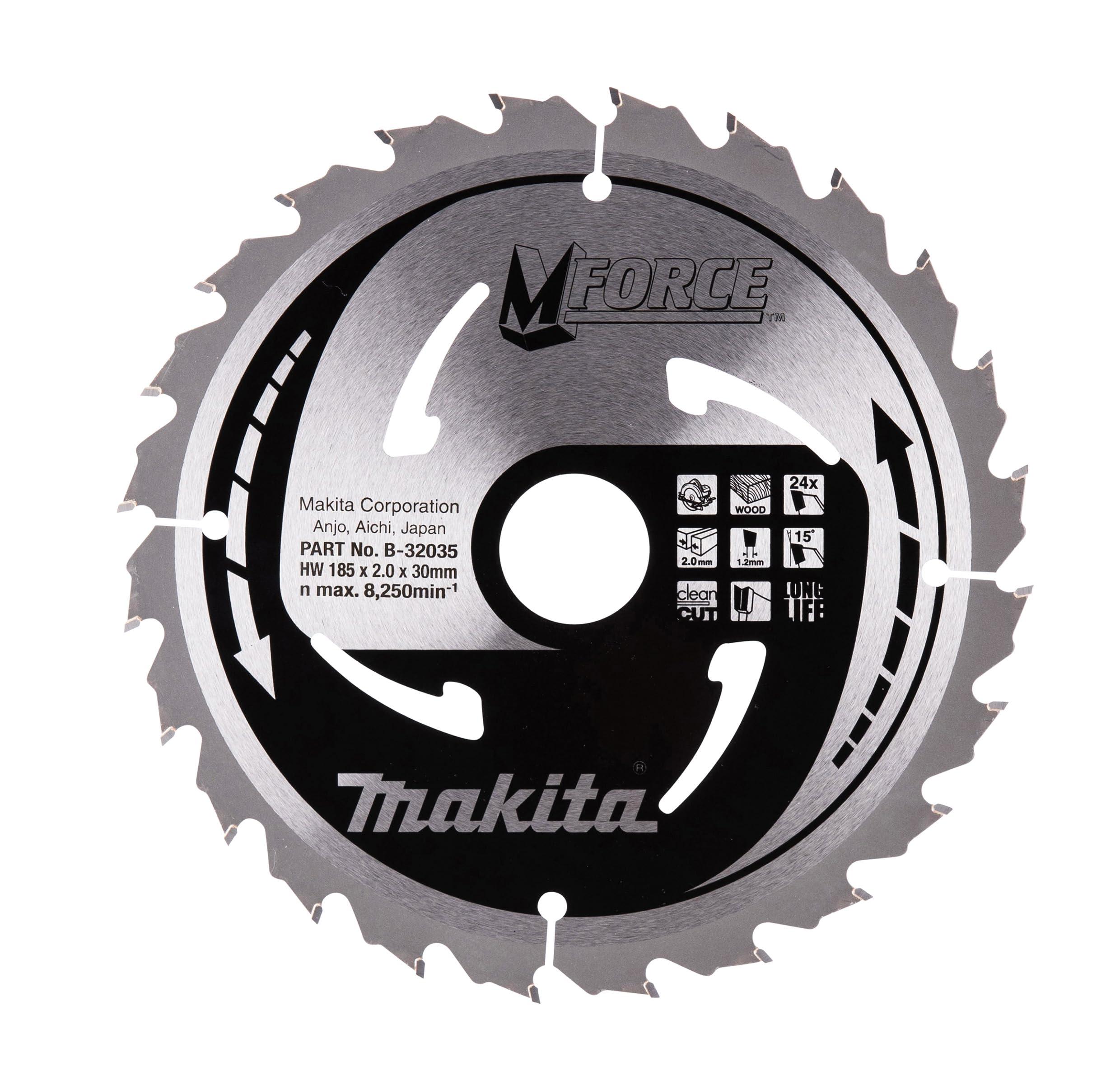 Makita Black B-32035 Mforce Saw Blade 185X30x24t