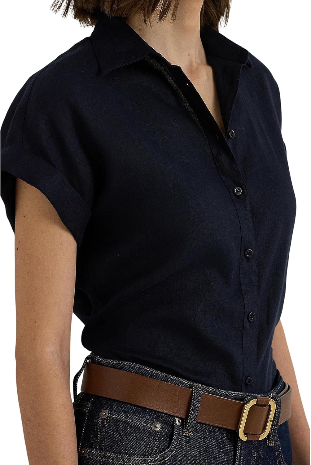 Lauren Ralph Lauren Women's Petite Linen Short-Sleeve Shirt - Image 3