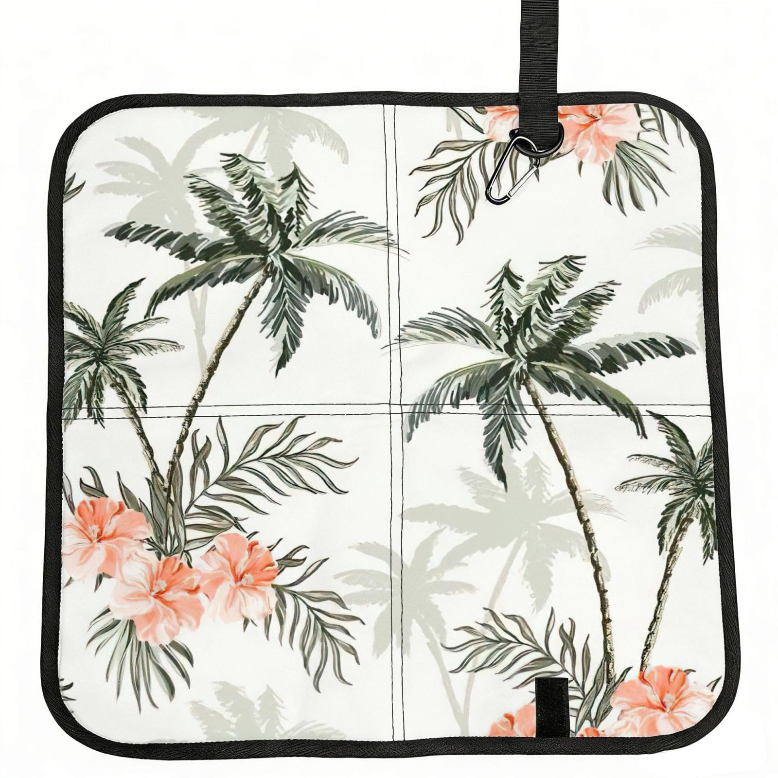 bghdfa Tropical Palm Trees Print Outdoor Sitting Mat Waterproof Oxford Cloth Seat Cushion Folding Foam Camping Seat For Picnic