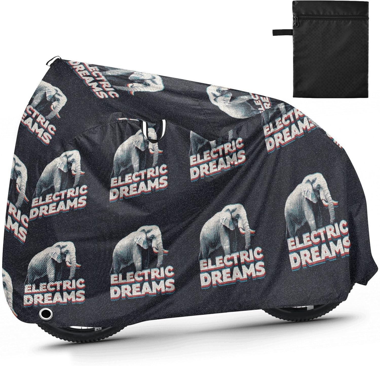 Elephants Electric Dark Blue Bike Covers Waterproof Rain Cover Bikes Storage