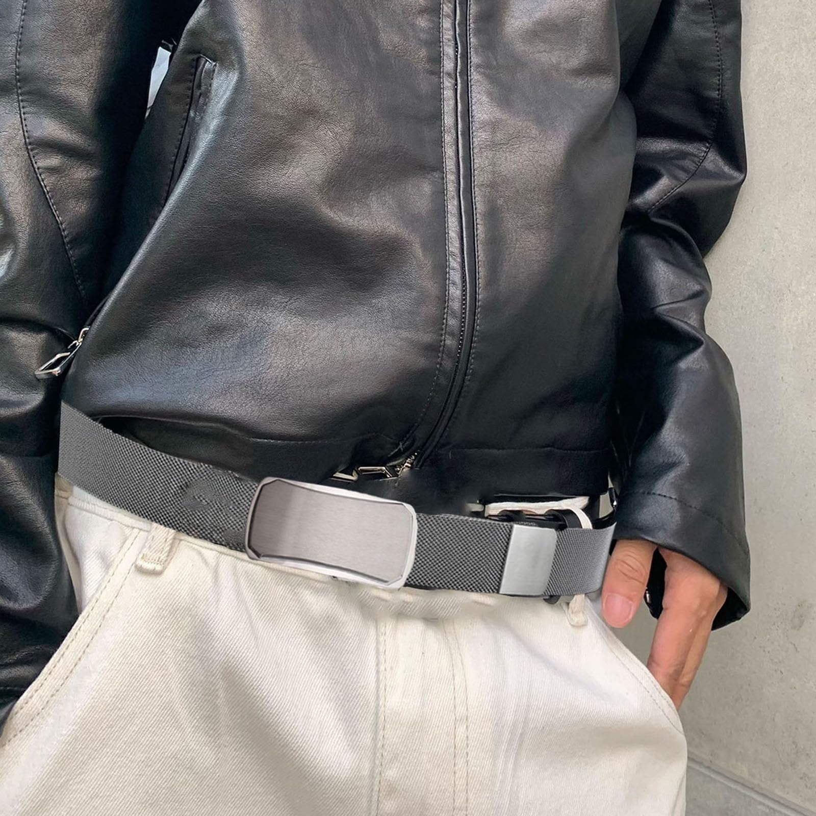 Ceintures pour hommes en acier inoxydable, ceinture tressée magnétique en métal pour hommes avec boucle automatique en acier inoxydable