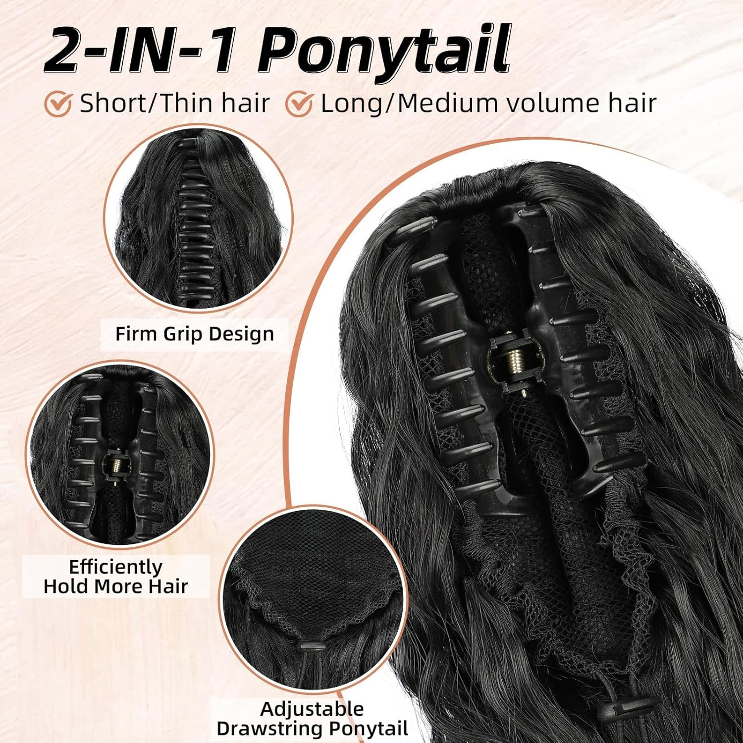 PORSMEER Claw Ponytail Hair Extension 30 inches - Image 2
