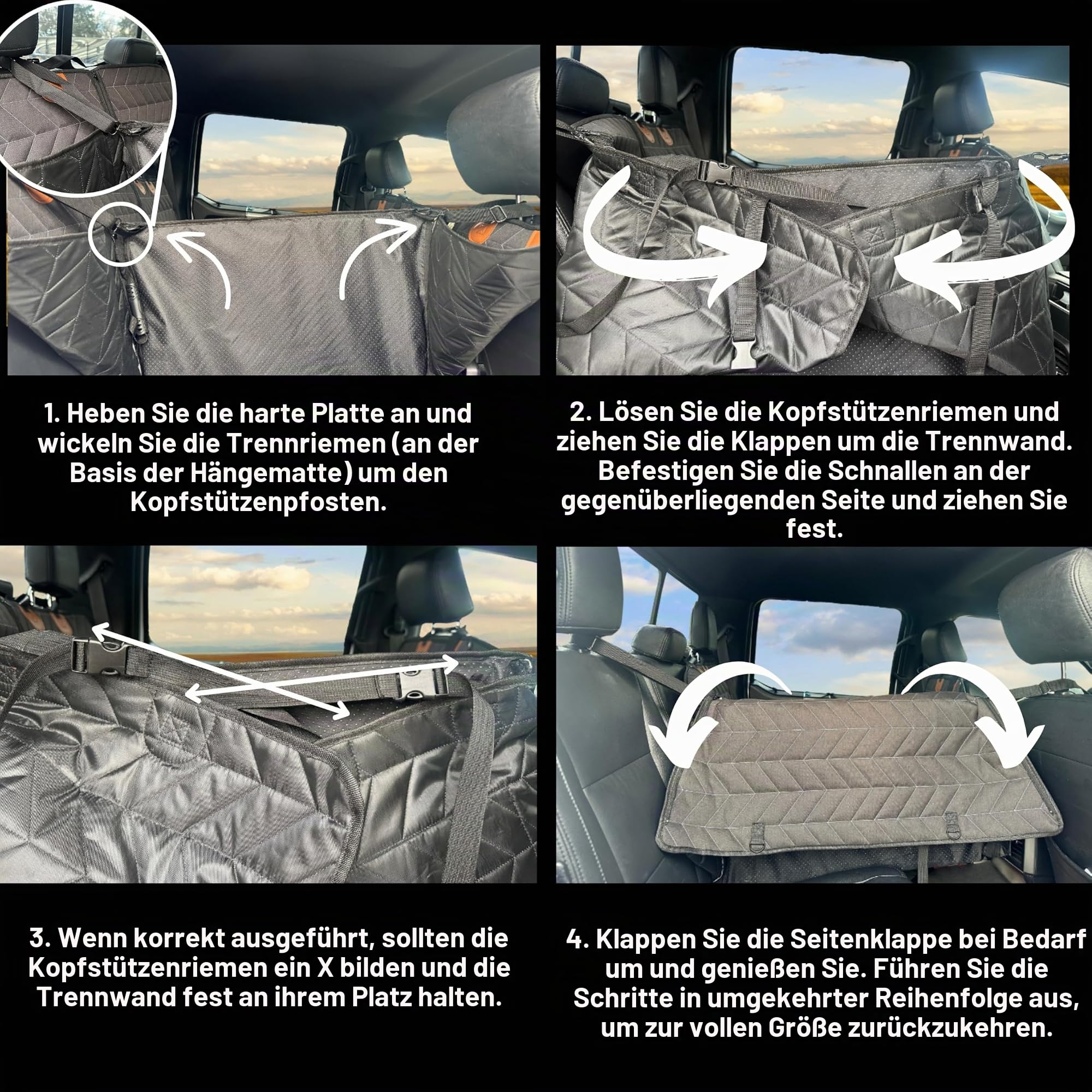 Boops & Floofs Umwandelbare Rücksitzverlängerung für Hunde, Auto, Autositz