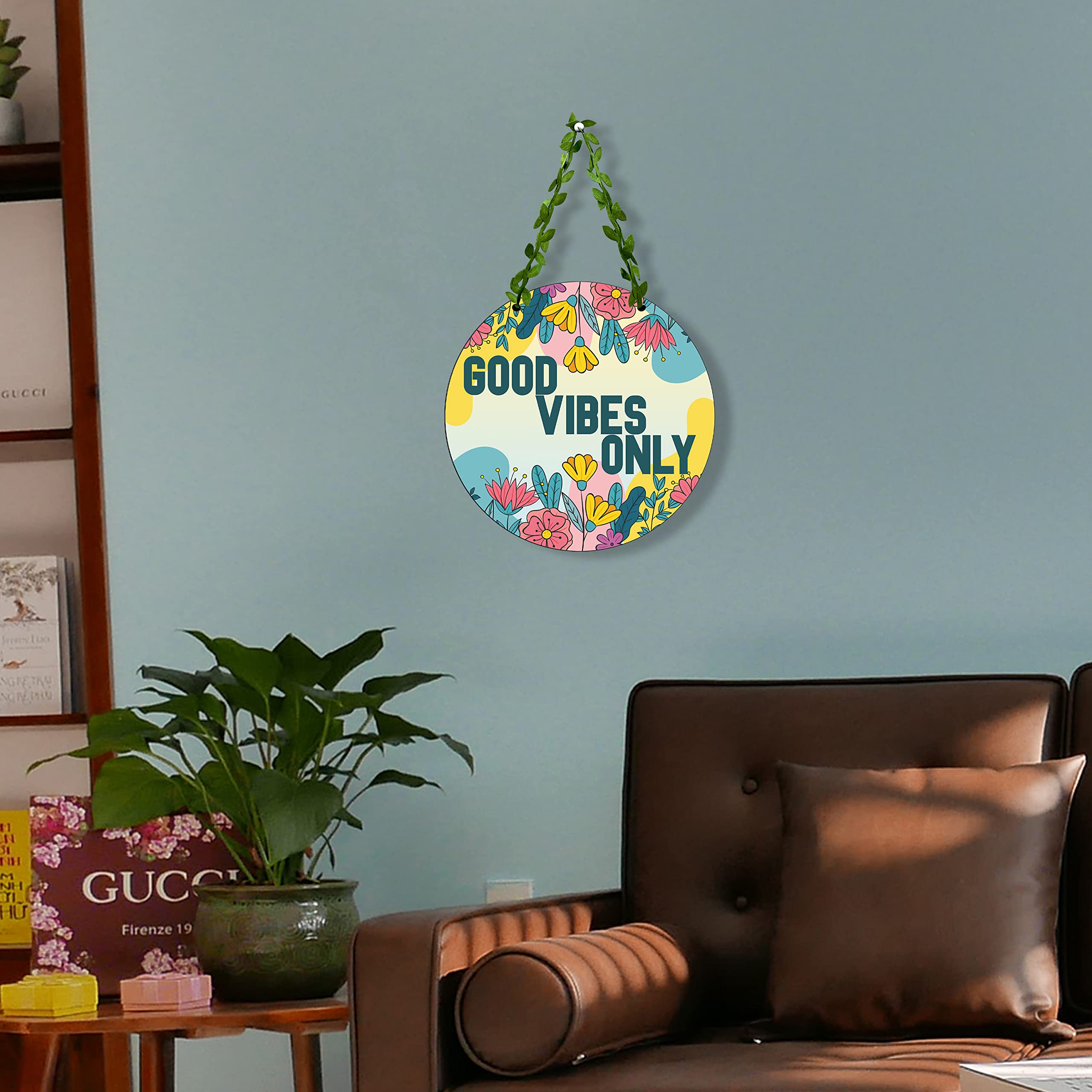 Sehaz Artworks Wooden Wall Hangings | Home Decor Items Stylish Living Room | Decorative Items for Home | Home Decoration Items | Wall Decor/Room Decor Items for Living Room/Bedroom - Good Vibes Only