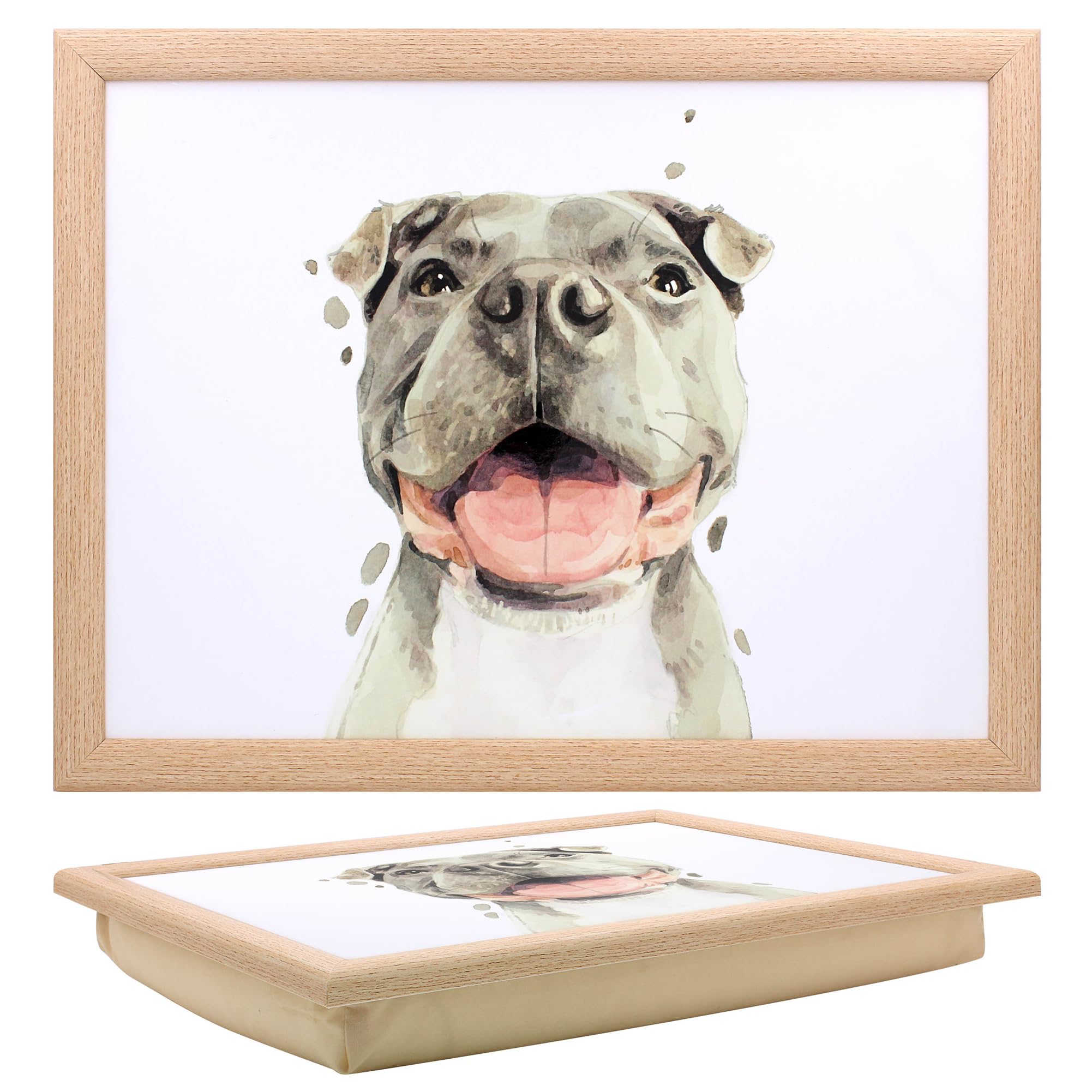 Lesser & Pavey Staffie Laptray Robert James Hull Lap Tray For Food Serving & Breakfast | Comfortable Lap Trays With Bean Bag Cushion | Durable Lap Trays For Eating On Lap For Adults