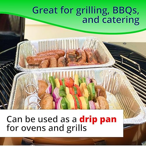 Miniatura 5 de IDL Packaging Sartenes de aluminio para mesa de vapor de tamaño completo con tapas, medianos, 21 x 13 x 2.25 pulgadas (paquete de 25)  Sartén