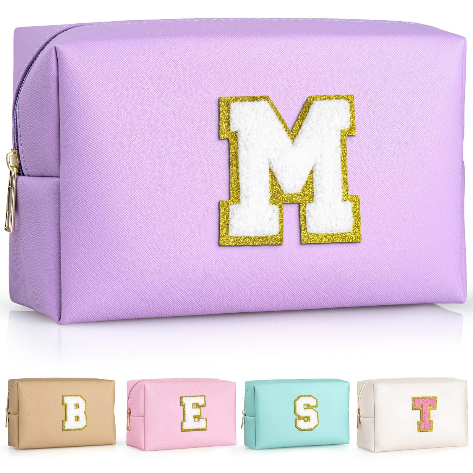 TOPEAST Monogrammed Gifts for Women, Preppy Makeup Bag Small Cosmetic Bag Travel Toiletry Bag, Personalized Birthday Gift for Girl, Wedding Bridal