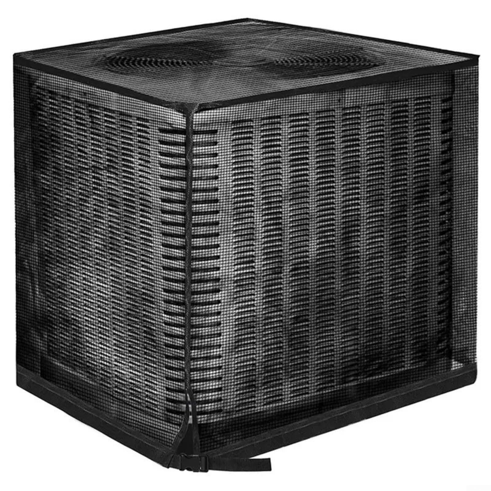Copertura per condizionatore d'aria, copertura per unità esterna AC con rete traspirante per protezione detriti, cinghie regolabili per unità HVAC quadrate da 70 x 70 x 80 cm in cortili e