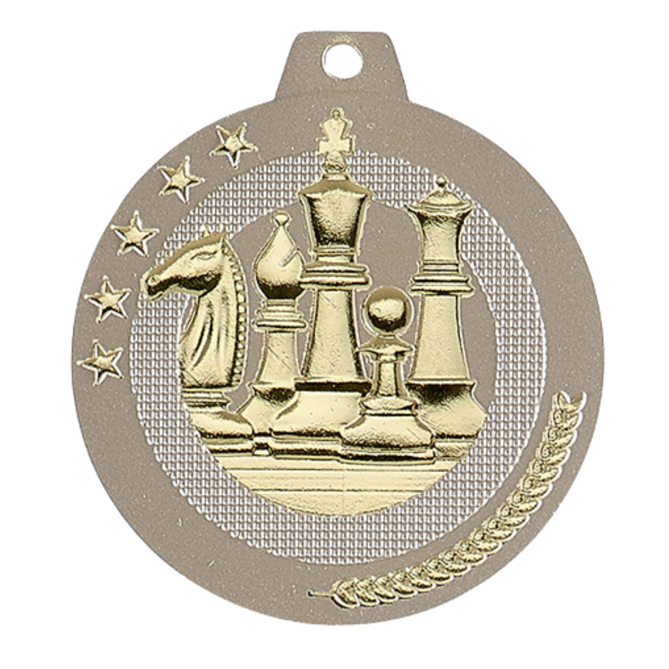 Schach Medaille 50 mm, Sportmedaille aus Eisen, Auszeichnung für Schachturnier, Vereinsmeisterschaft & Schulschach, Medaillon für Sieger und Teilnehmer | Aus Eisen