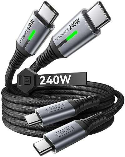 Miniatura 13 de INIU Cable USB C a USB C, cable de carga rápida tipo C de 240 W, cable trenzado USBC para iPhone 17, Samsung S25, portátil, MacBook, Switch,
