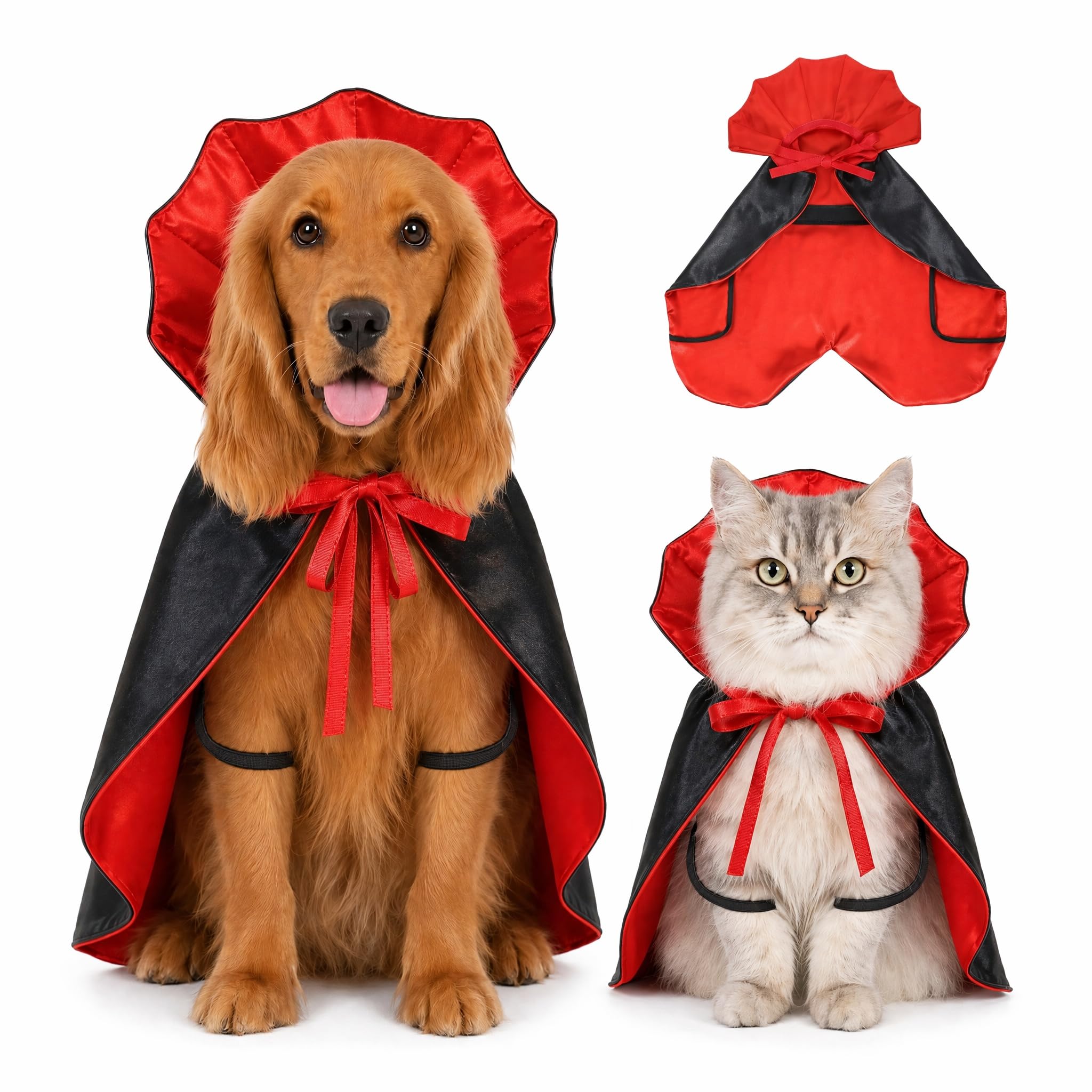Dog Halloween Costume, Vampire Cape for Dogs with Adjustable Velcro